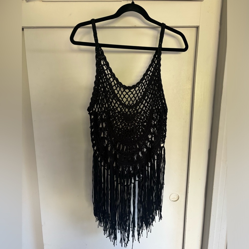 Black cover up/crochet tank
